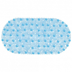 Коврик для ванны противоскользящий 64х36 см "Ручей", овальный, голубой, ПВХ, присоски, PRIMILA (ПРИМИЛА), 700390