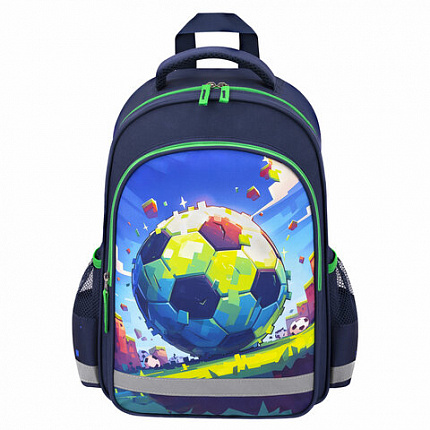 Рюкзак ПИФАГОР SCHOOL, 1 отделение, 3 кармана, "Футбольный матч", 38x28х14 см, 273171
