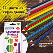 Карандаши цветные BRAUBERG PREMIUM, 12 цветов, шестигранные, грифель 3,3 мм, натуральное дерево, 181656