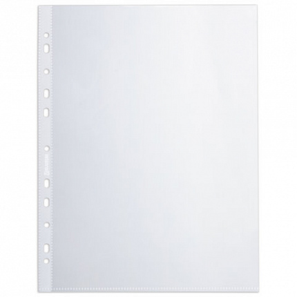 Папки-файлы перфорированные А4 BRAUBERG "EXTRA 1100", КОМПЛЕКТ 50 шт., гладкие, ПЛОТНЫЕ, 110мкм, 229674