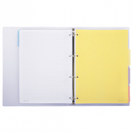 Тетрадь на кольцах БОЛЬШАЯ 305х230мм А4, 120л, пластик, с разделителями, BRAUBERG, Фиолетовый, 404623