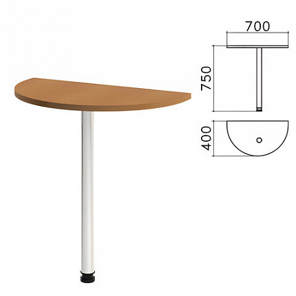 Стол приставной полукруг "Монолит", 700х400х750 мм, цвет орех гварнери (КОМПЛЕКТ)