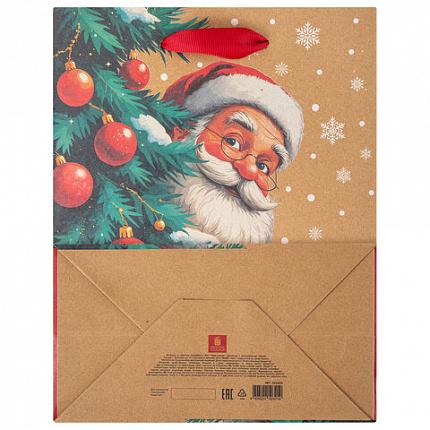 Пакет подарочный (1 шт.) новогодний, 18х10х23 см, "Зимнее волшебство", крафт, ассорти, ЗОЛОТАЯ СКАЗКА, 592435