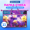 Папка для рисунков и чертежей с ручками BRAUBERG А3, пластик, молния сверху, "Цветы", 270146