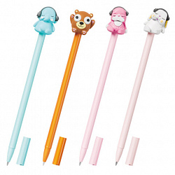 Ручка с топпером шариковая масляная FUNSTER "TOPPER MIX", СИНЯЯ, корпус ассорти, пишущий узел 0,7 мм, линия письма 0,35 мм, 144368