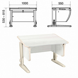Стол-парта регулируемый "ДЭМИ" СУТ.43, 1000х550х530-815 мм, бежевый каркас, пластик бежевый, рамух белый (КОМПЛЕКТ)