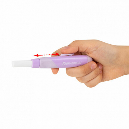 Ластик выдвижной BRAUBERG "REWIND", 112х21х24 мм, белый, пастельные цвета корпуса ассорти, 272686