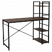Стол на металлокаркасе BRABIX "LOFT CD-005", 1200х520х1200 мм, 3 полки, цвет морёный дуб, 641221