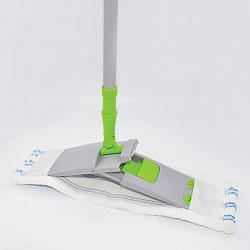 Швабра с флаундером 40 см, телескопический черенок 70-120 см, еврорезьба, МОП микрофибра/абразив (тип К), ЛЮБАША, 605029