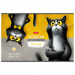 Альбом д/рис. А4 32л., скоба, рельефный картон, HATBER, 205х290мм, Пушистый философ(5, 32А4тВ