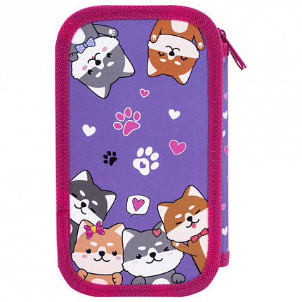 Пенал ЮНЛАНДИЯ, 2 отделения, картон с эффектом soft-touch, 19х11 см, "Best fellows", 273497