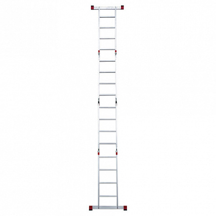 Лестница-трансформер алюминиевая 4х4 ступени, высота 4,5 м (4 секции по 1,2 м) до 150 кг, вес 16,5 кг, НОВАЯ ВЫСОТА, 3320404