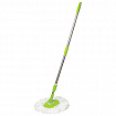 Швабра с отжимом и ведром 7л/5л, отжим центрифуга / рукоятка, 2 круглые насадки, крепление кольцо, зеленый, LAIMA 603624