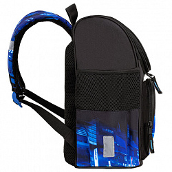 Ранец ПИФАГОР BASIC, 1 отделение, 3 кармана, эргономичная спинка, "Speed rusher", 35х28х18 см, 273141