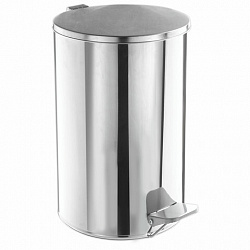 Ведро мусорное с педалью 20 литров, УСИЛЕННОЕ, кольцо под мешок, хром, нержавеющая сталь, ТИТАН