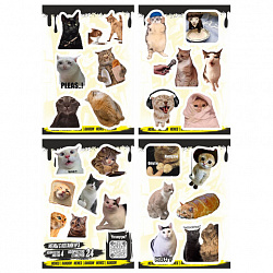 Наклейки виниловые, 21-26 шт., 4 листа, А6, "МЕМЫ", АССОРТИ, NALEPKING