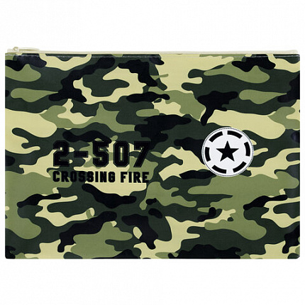 Папка для тетрадей ПИФАГОР А4, 1 отделение, ПВХ, на молнии, ассорти "Camouflage", 32x23 см, 273830