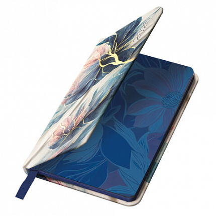 Еженедельник датированный 2026 МАЛЫЙ ФОРМАТ 95х155 мм, А6, BRAUBERG "Vista", под кожу, "Цветы", 117204