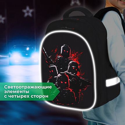 Ранец BRAUBERG KIDS STANDARD, 2 отделения, "Мощные бойцы", 36х28х14 см, 273146