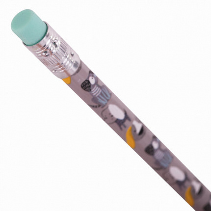 Карандаш чернографитный ЮНЛАНДИЯ "ЩЕНОК", 1 шт., HB, с ластиком, корпус ассорти, 181774