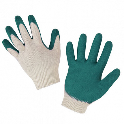 Перчатки хлопчатобумажные, износостойкие ОДИНАРНЫЙ латексный облив, 13 класс, КОМПЛЕКТ 5 ПАР, LAIMA ЛЮКС, 600802