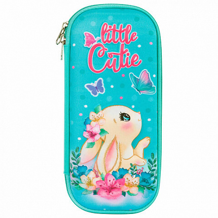 Пенал ЮНЛАНДИЯ, 1 отделение, карман, полиэстер/EVA, 22х10х5 см, "Pretty bunny", 273189