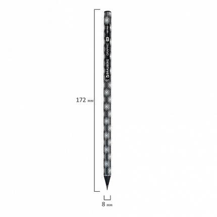 Карандаш чернографитный BRAUBERG "GRAPHIC", 1 шт., HB, корпус ассорти, 181763