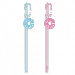 Ручка с подвеской шариковая FUNSTER "DONUT", СИНЯЯ, ассорти, пишущий узел 0,7 мм, линия письма 0,35 мм, 144373