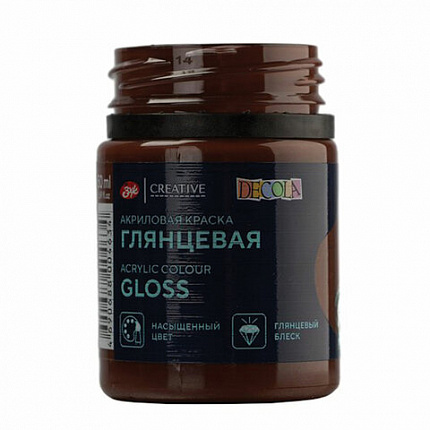 Краска акриловая глянцевая "Декола", банка 50 мл, коричневая, Невская Палитра, 2928419