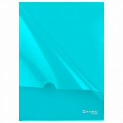 Папка-уголок жесткая, непрозрачная, А4, цвет аквамарин, 0,15 мм, BRAUBERG PASTEL, 272889