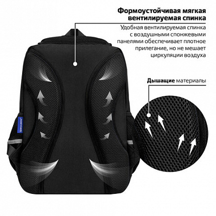 Рюкзак BRAUBERG STAR, 1 отделение, 5 карманов, "Игровой инвентарь", черный, 40x29x13 см, 273133