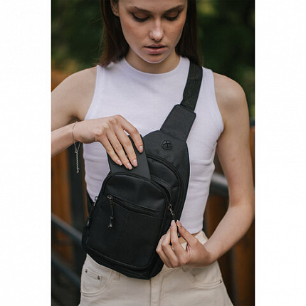 РЕЗЕРВ Рюкзак однолямочный PROMPT, 2 отделения, черный, 29,5х16х5,5 см, WBZ, 273926