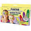 Аквагрим для лица и тела, 12 цветов (6 классических + 3 неоновых + 3 металлик), 10 трафаретов, FUNSTER (ФАНСТЕР), 192575