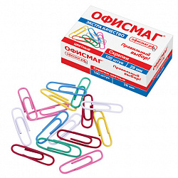 Скрепки ЭКСТРА ОФИСМАГ 28 мм цветные 100 штук, 271316