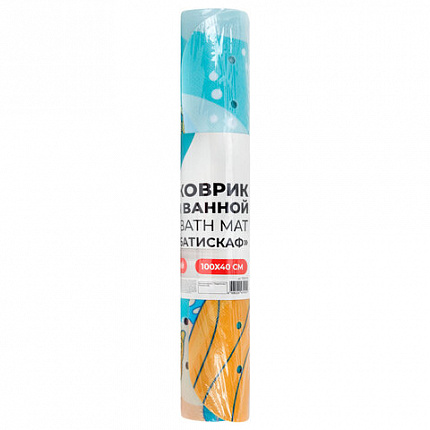 Коврик для ванны противоскользящий 100х40 см с рисунком "Батискаф", ПВХ, присоски, PRIMILA (ПРИМИЛА), 700378