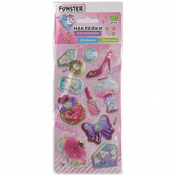 Наклейки объемные "Для девочек" с блестками, 17,5х9 см, ассорти 6 видов, FUNSTER (ФАНСТЕР), 666091