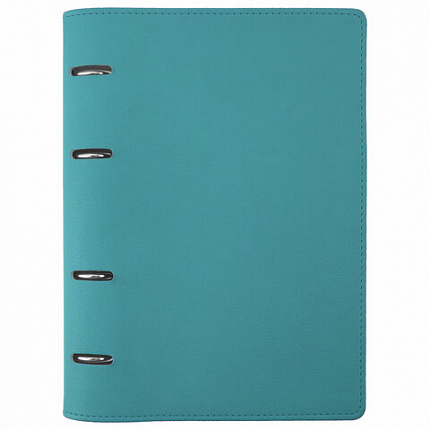 Тетрадь на кольцах А5 (180х220 мм), 120 листов, под кожу, клетка, BRAUBERG "Joy", бирюзовый/серо-голубой, 129993