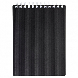 Блокнот МАЛЫЙ ФОРМАТ А7, 80 л., гребень, обложка пластик "VELVET", клетка, HATBER, черный, 081561, 80Б7В1гр_01601