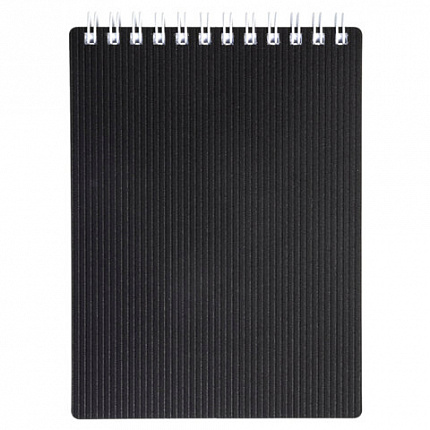 Блокнот МАЛЫЙ ФОРМАТ А7, 80 л., гребень, обложка пластик "VELVET", клетка, HATBER, черный, 081561, 80Б7В1гр_01601