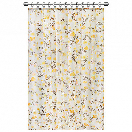 Шторка для ванной ПОЛИЭСТЕР, 180х200 см, кольца в комплекте, РАСТЕНИЯ, PRIMILA (ПРИМИЛА), 700085