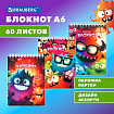 Блокнот МАЛЫЙ ФОРМАТ А6, 97х145 мм, 60 л., гребень, картон, клетка, BRAUBERG "МОНСТРИКИ", 116997