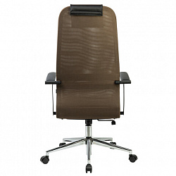 Кресло BRABIX PREMIUM "Ultimate EX-801" хром, плотная двойная сетка Х2, черное/коричневое, 532920