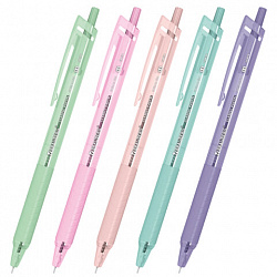 Ручки шариковые автоматические с грипом BRAUBERG "CLASSIC PASTEL", СИНИЕ, НАБОР 5 ШТ., пишущий узел 0,5 мм, линия письма 0,35 мм, 144470