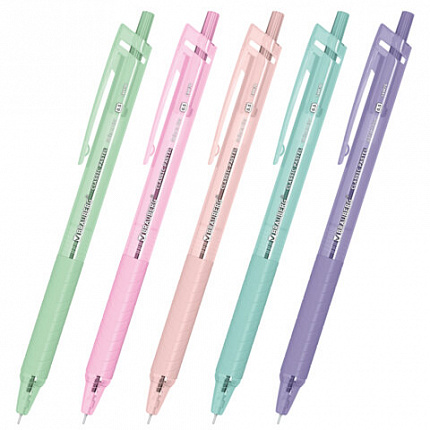 Ручки шариковые автоматические с грипом BRAUBERG "CLASSIC PASTEL", СИНИЕ, НАБОР 5 ШТ., пишущий узел 0,5 мм, линия письма 0,35 мм, 144470