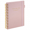 Бизнес-тетрадь на гребне А5 148х216 мм, BRAUBERG "Calipso" под кожу, резинка, клетка, 80 л., розовая, 116251