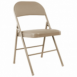 Стул складной BRABIX "Golf Plus CF-003 Комфорт", бежевый каркас, кожзам бежевый, 531567
