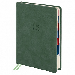 Ежедневник датированный 2026 B6 125х173 мм, GALANT "Vivid", под кожу, зеленый, 117409
