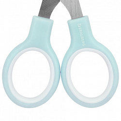 Ножницы BRAUBERG KIDS 130 мм, ручки мятные, закругленные лезвия с линейкой, 274062