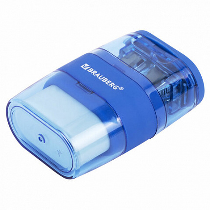 Точилка с ластиком 2 в 1 BRAUBERG "Double", 2 отверстия, яркие цвета корпуса ассорти, 271987