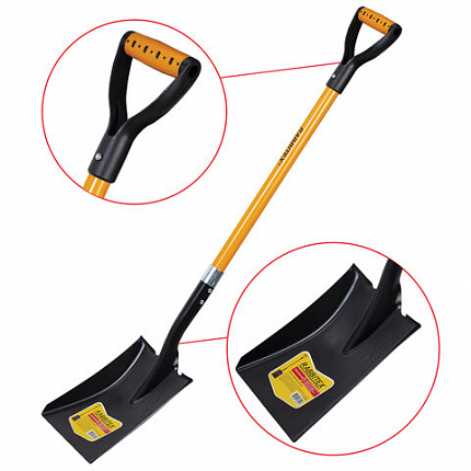 Лопата совковая стальная 23х28 см, ОБЩАЯ ДЛИНА 115 см, черенок стекловолокно, V-ручка, RABBITEX (РАББИТЕКС) "FIBERGLASS", 700484